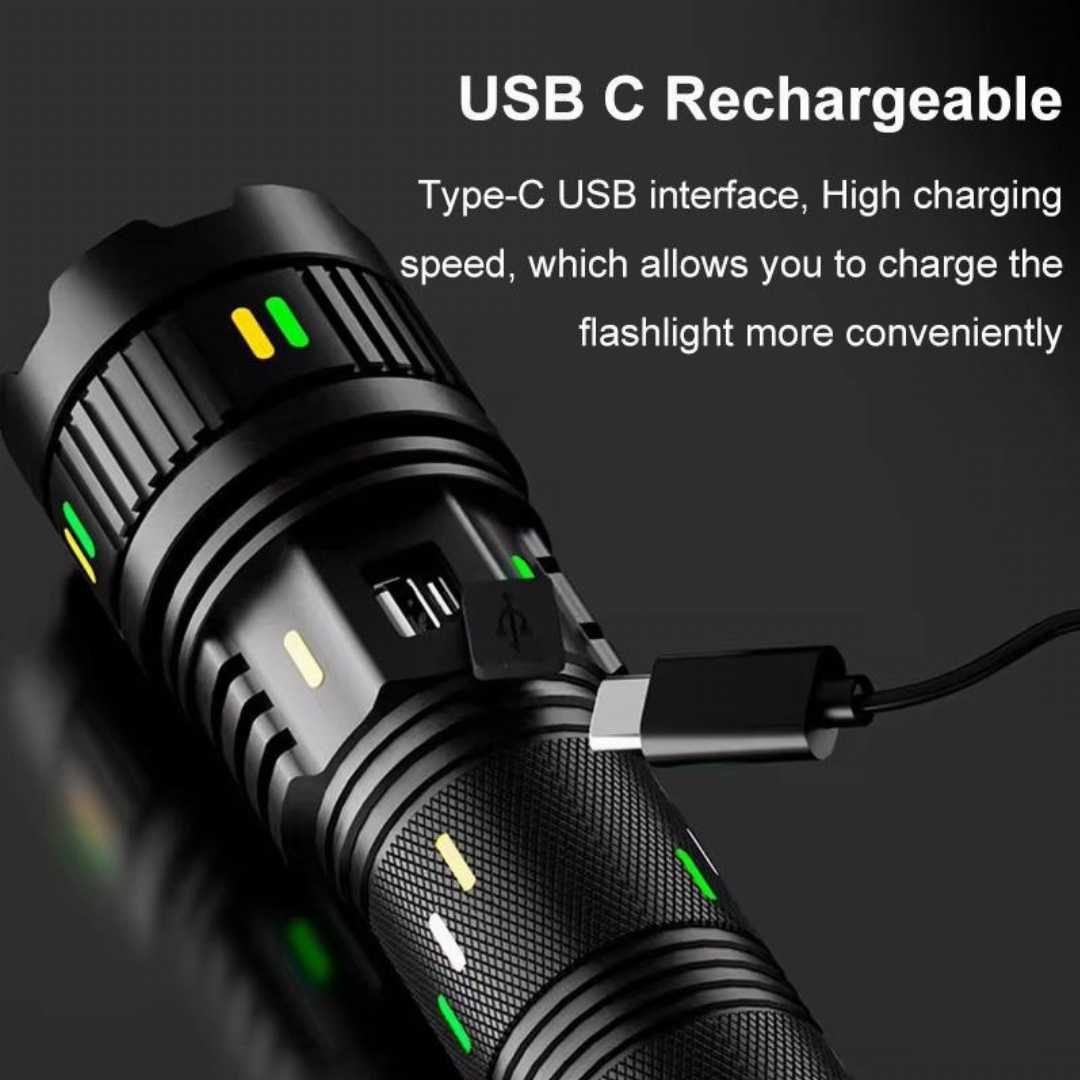 Outback Led Flashlight Powerful USB Charging Outdoor Tactical Flashlight Aluminum Alloy Body ...