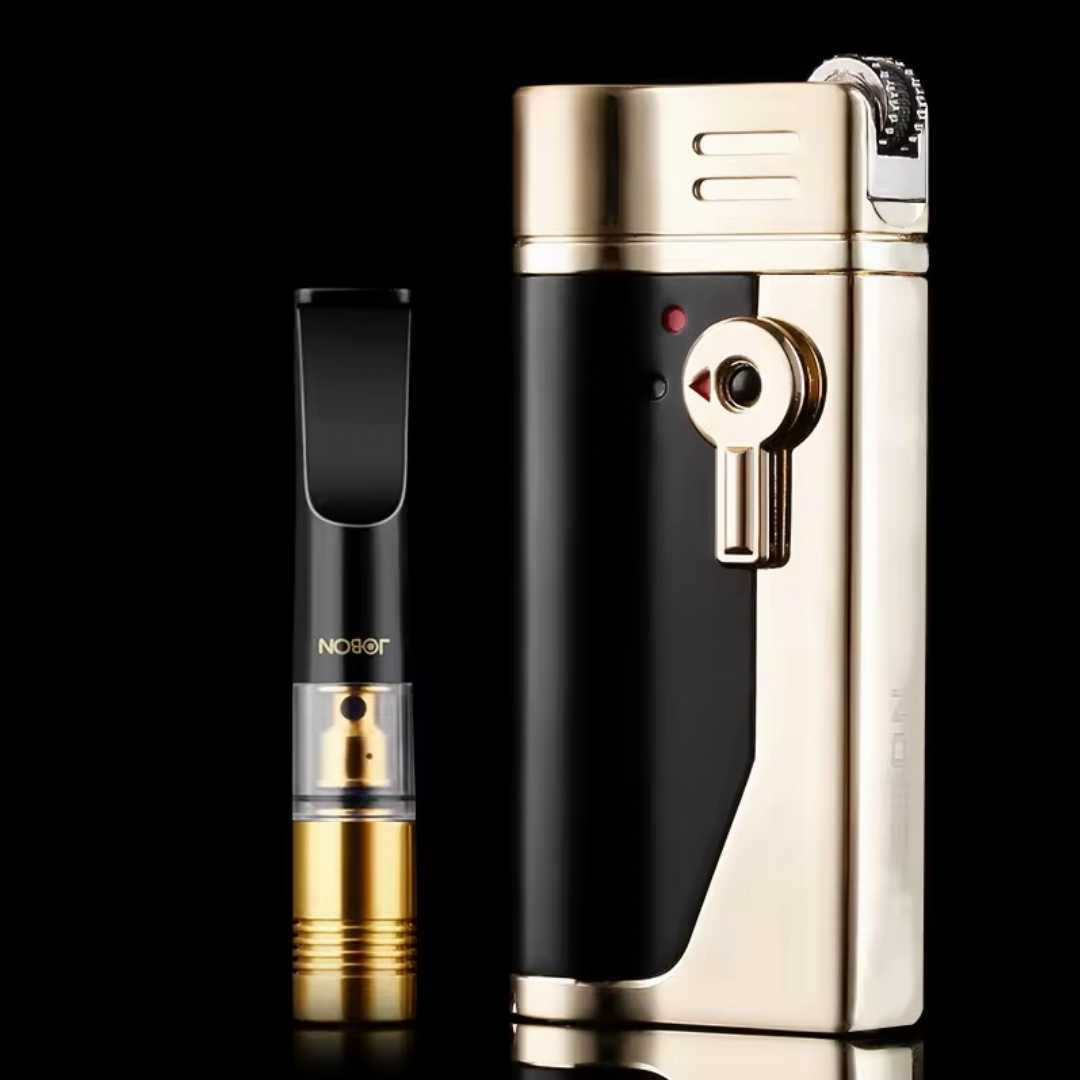 Refillable,Metal,Grinding,Wheel,Flint,Cigarette,Lighter,With,Cigarette,Holder,Filter