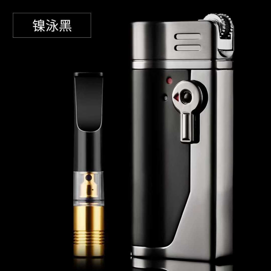 Refillable,Metal,Grinding,Wheel,Flint,Cigarette,Lighter,With,Cigarette,Holder,Filter